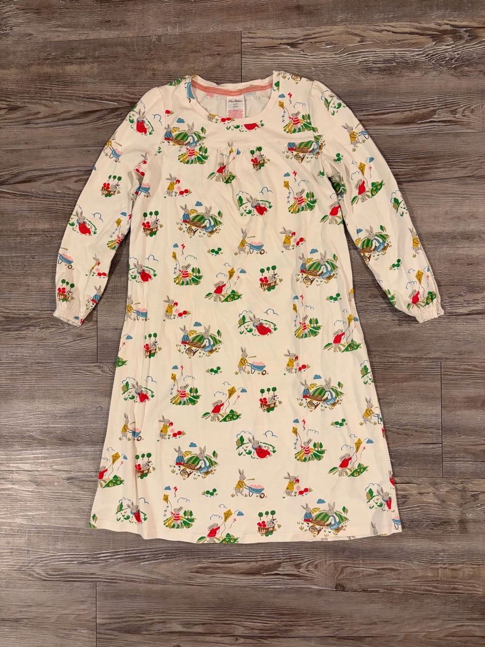 Mini Boden Nightgown Bunny Print Size 6-7